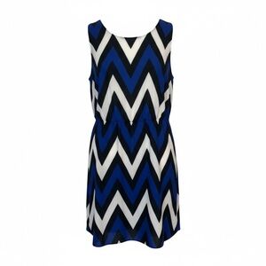 41 Hawthorn Black & Blue Chevron A line Dress size XL